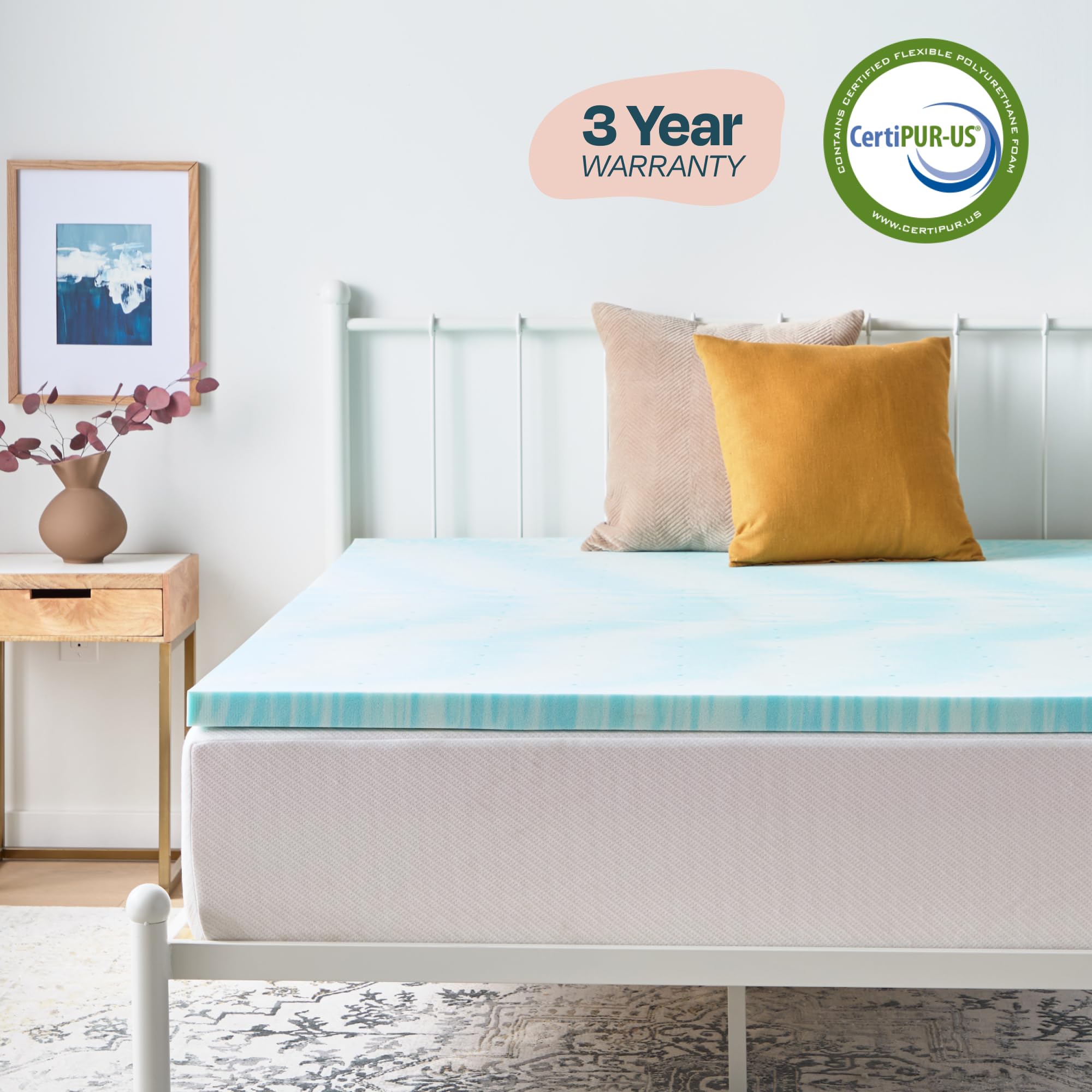 Amazon.com: Linenspa 2 Inch Swirl Gel Memory Foam Mattress Topper